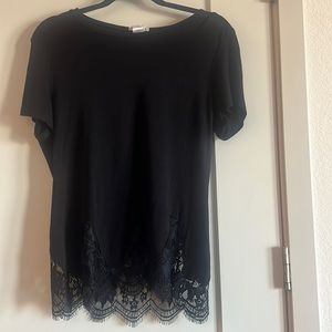 Black Shirt with Lace Details